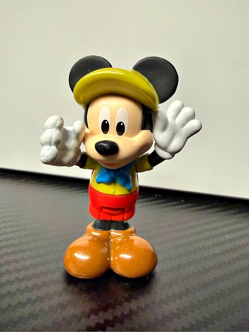 Walt Disney Mickey Mouse in Yellow Hat Move-able Arms 3" Inch Action Figure Toy!
